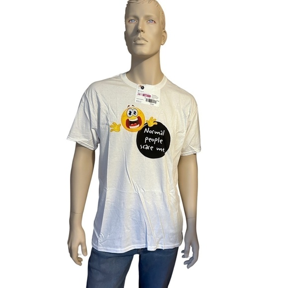 Fruit of the Loom Custom Graphic Novelty Tee T-shirt Normal People Scare Me NIP - Picture 1 of 11